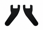 Pair of matte black plastic temple tips or ear hooks for comfortable fit on smart glasses