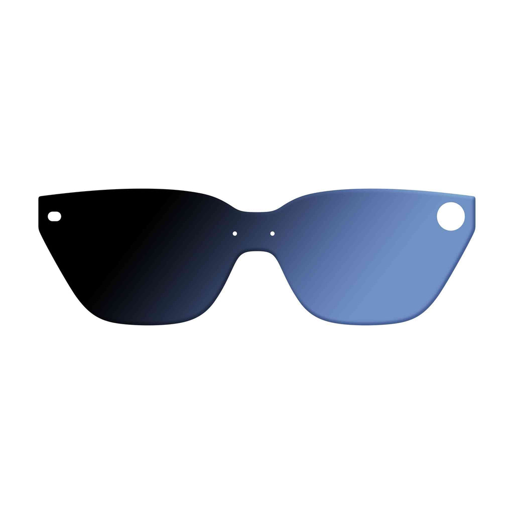 Gradient black to blue clip-on sunglasses lenses for Rokid smart glasses with alignment dots